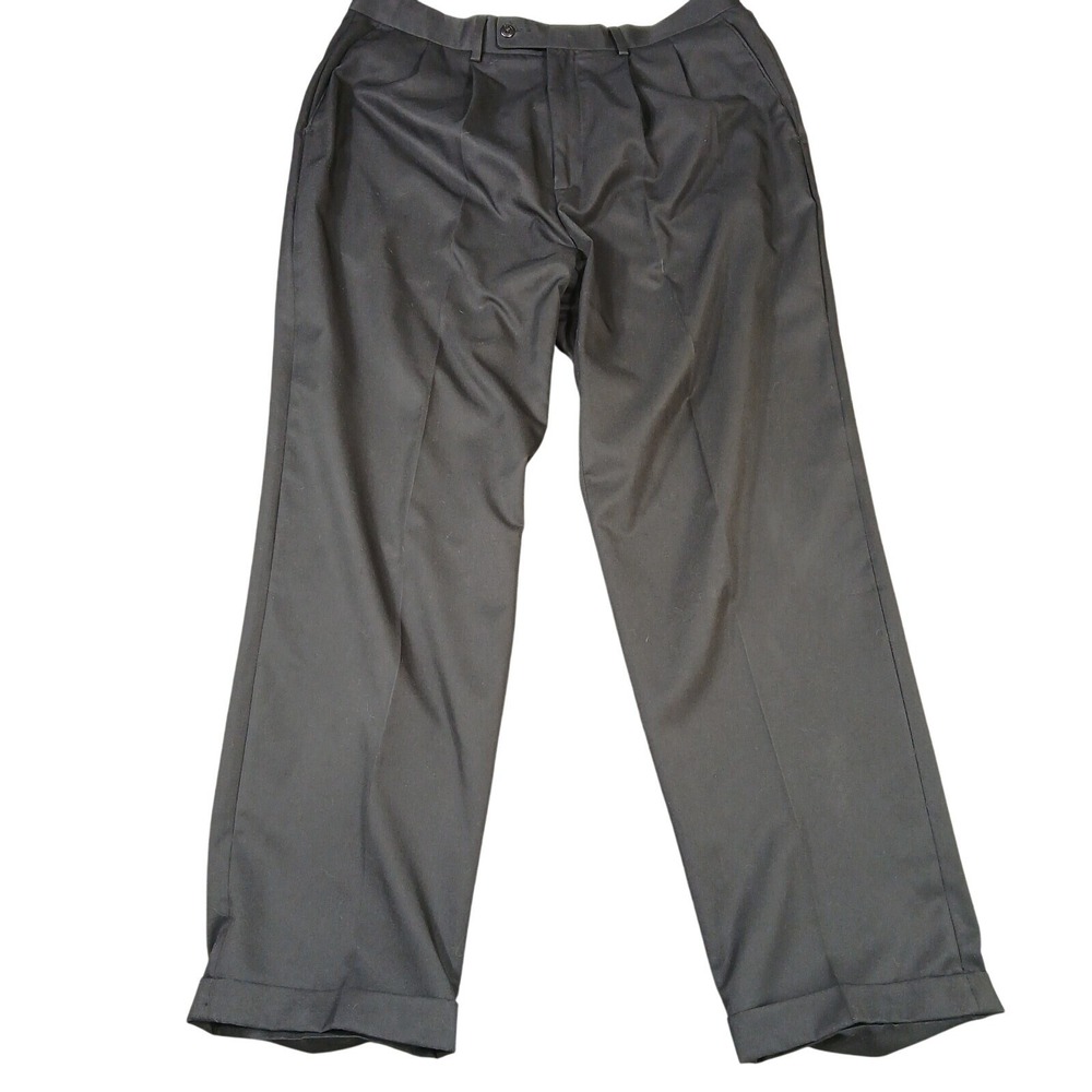Alan Flusser Pants Mens 36x32 Golf Black Pleated Cuffed EUC